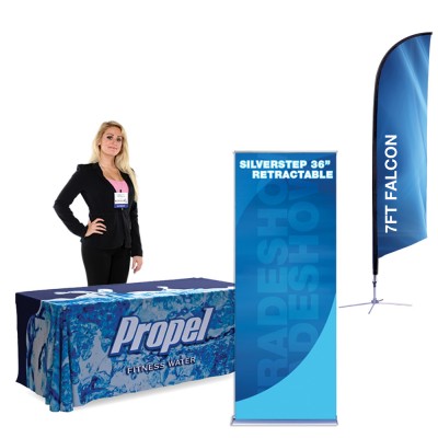Falcon 7 ft. X-Base - SilverStep Stand - 6ft Table Cover Showcase Kit